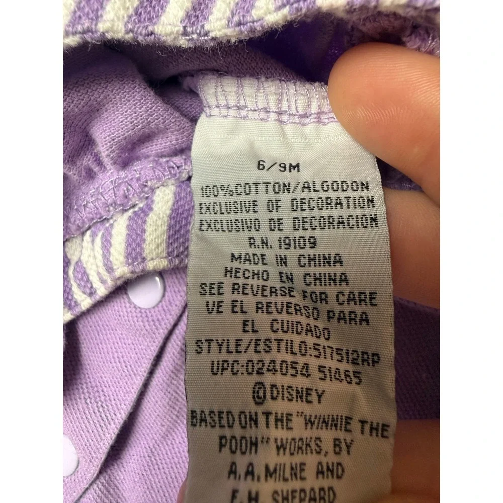 Vintage Disney Eeyore Purple Striped Ruffle Romper 6-9M Winnie The Pooh 517512RP